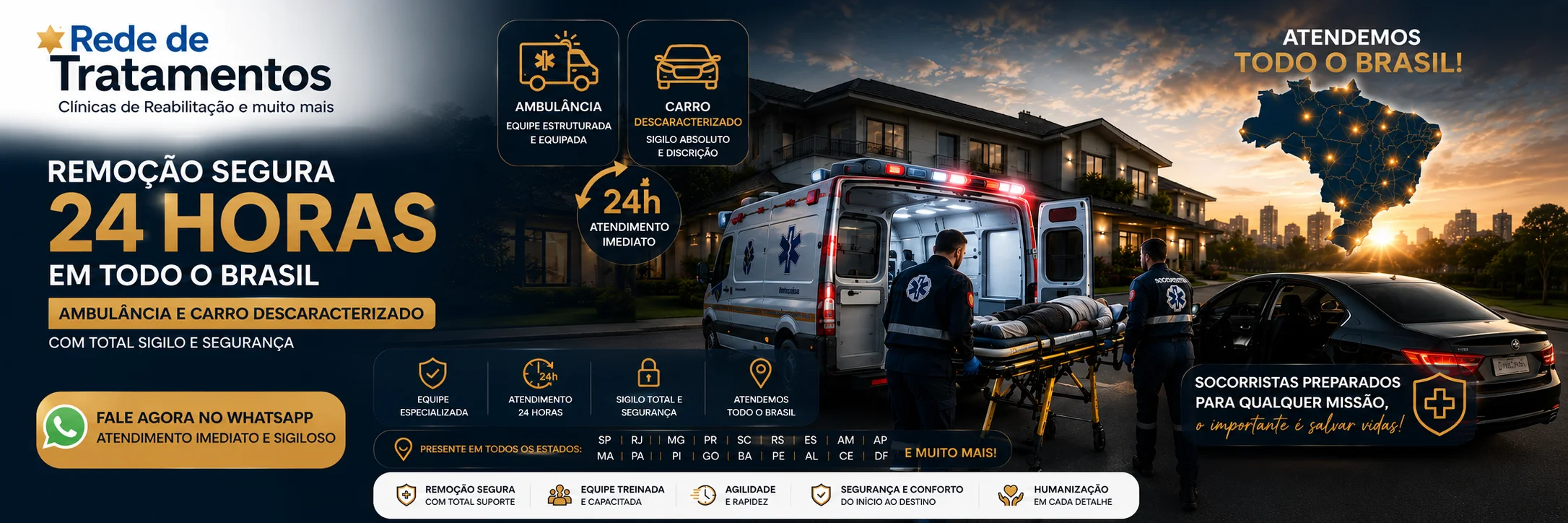 Remoção 24h com ambulância